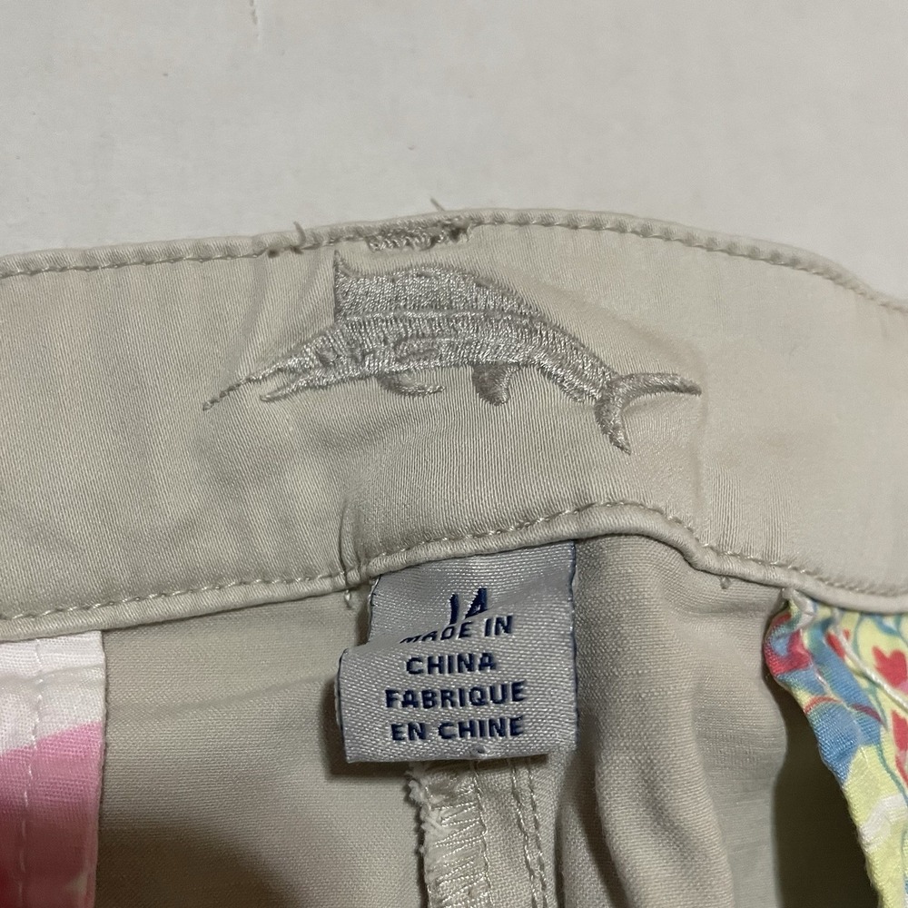 Tommy Bahama Cropped Capri Ankle Pants Size 14 X 23 Beige Cotton Blend Chino - Picture 5 of 7
